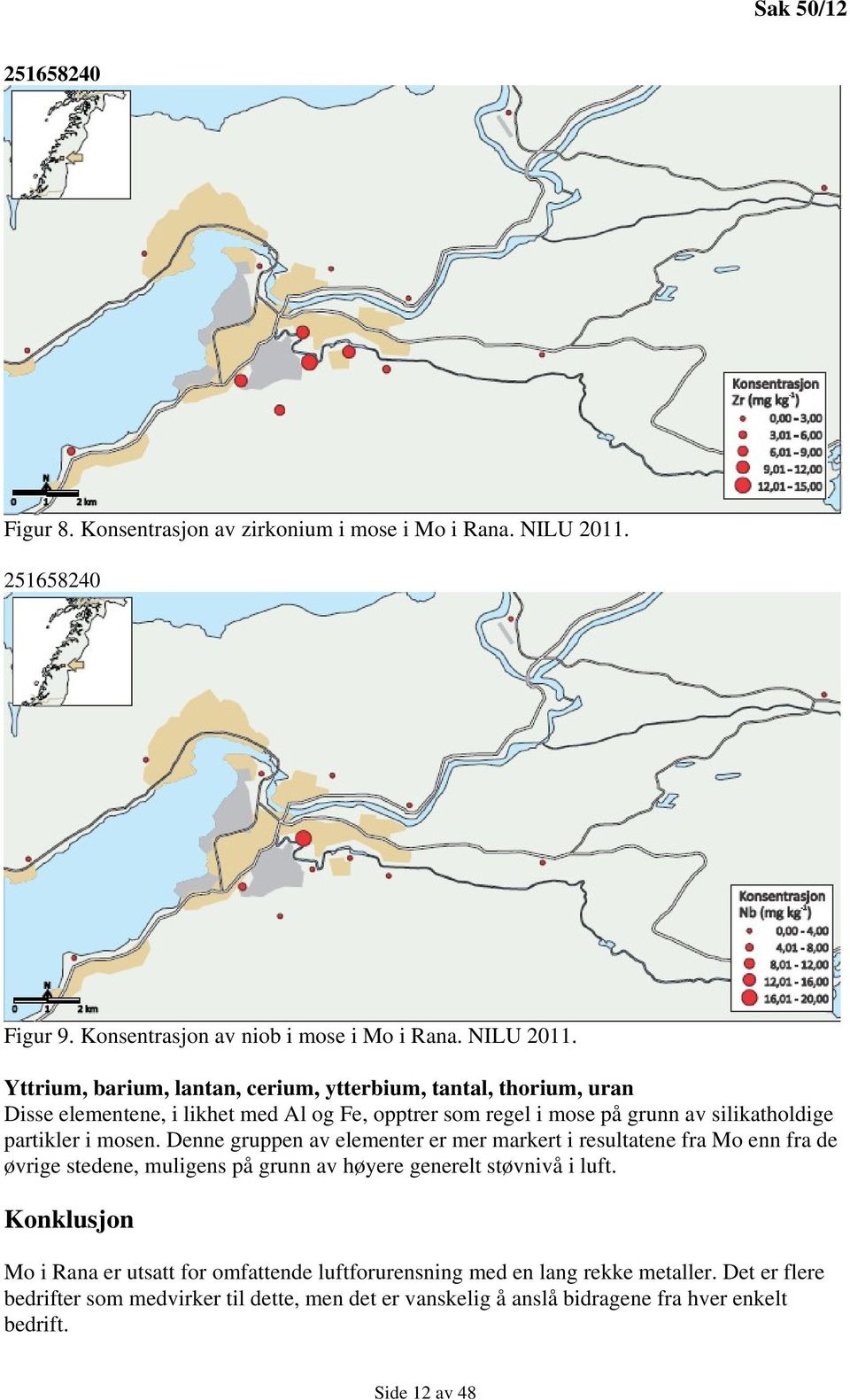 Yttrium, barium, lantan, cerium, ytterbium, tantal, thorium, uran Disse elementene, i likhet med Al og Fe, opptrer som regel i mose på grunn av silikatholdige partikler i