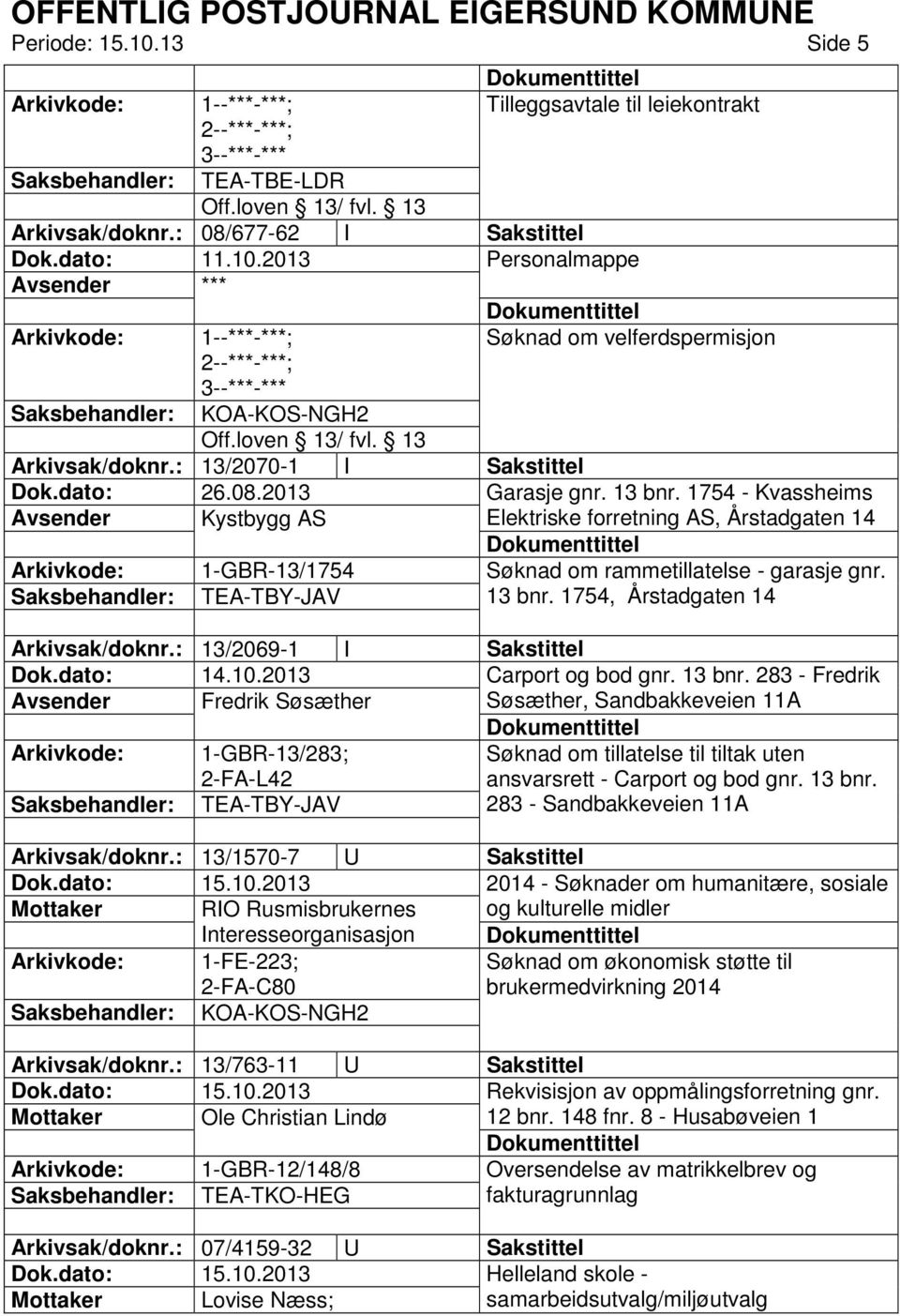 1754 - Kvassheims Avsender Kystbygg AS Elektriske forretning AS, Årstadgaten 14 1-GBR-13/1754 Søknad om rammetillatelse - garasje gnr. TEA-TBY-JAV 13 bnr. 1754, Årstadgaten 14 Arkivsak/doknr.