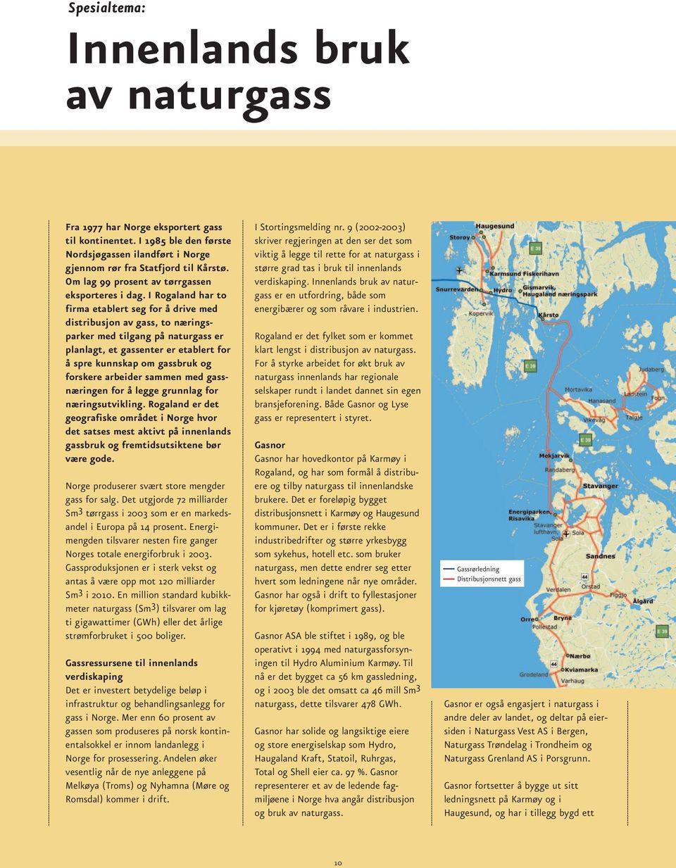 I Rogaland har to firma etablert seg for å drive med distribusjon av gass, to næringsparker med tilgang på naturgass er planlagt, et gassenter er etablert for å spre kunnskap om gassbruk og forskere
