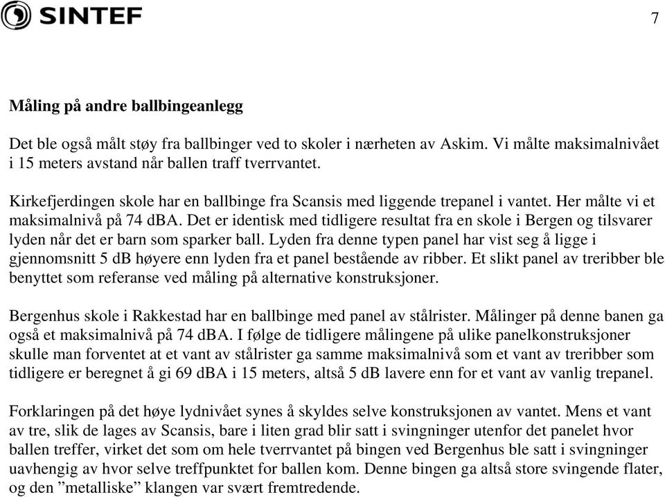 Det er identisk med tidligere resultat fra en skole i Bergen og tilsvarer lyden når det er barn som sparker ball.