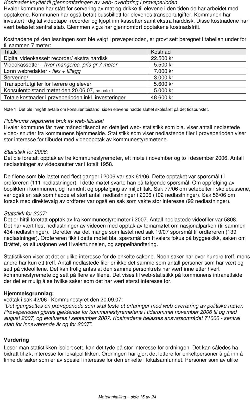 Disse kostnadene har vært belastet sentral stab. Glemmen v.g.s har gjennomført opptakene kostnadsfritt.