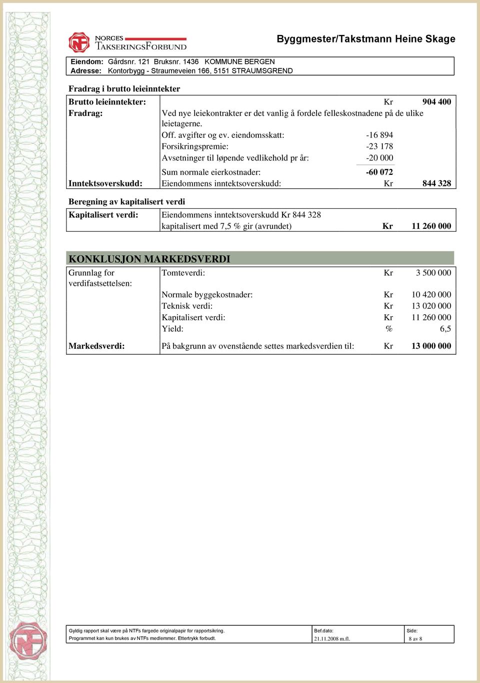 felleskostnadene på de ulike leietagerne. Off. avgifter og ev.