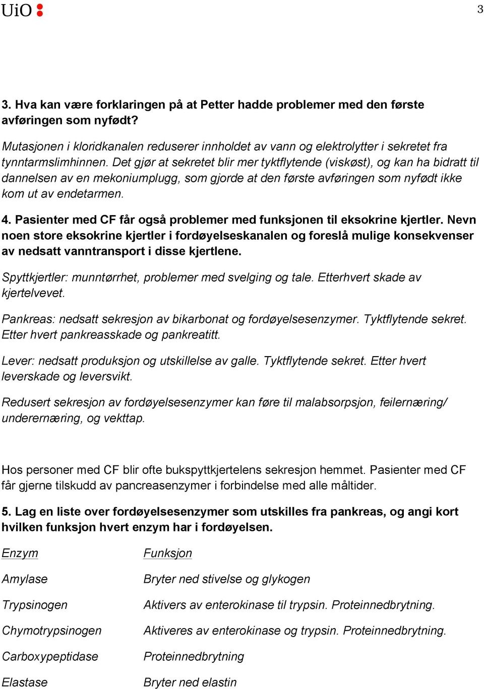 Det gjør at sekretet blir mer tyktflytende (viskøst), og kan ha bidratt til dannelsen av en mekoniumplugg, som gjorde at den første avføringen som nyfødt ikke kom ut av endetarmen. 4.