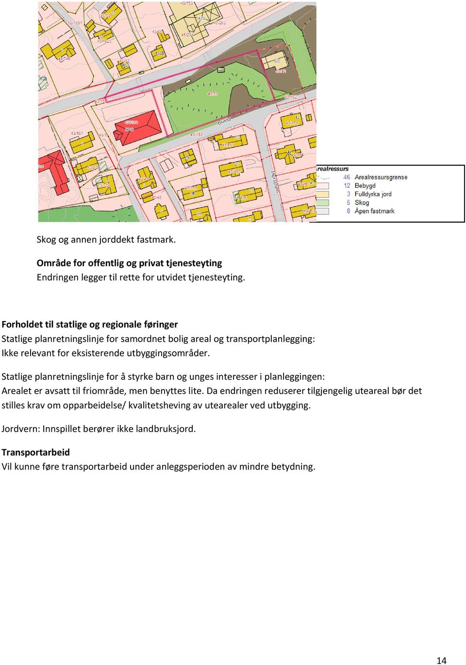 Statlige planretningslinje for å styrke barn og unges interesser i planleggingen: Arealet er avsatt til friområde, men benyttes lite.