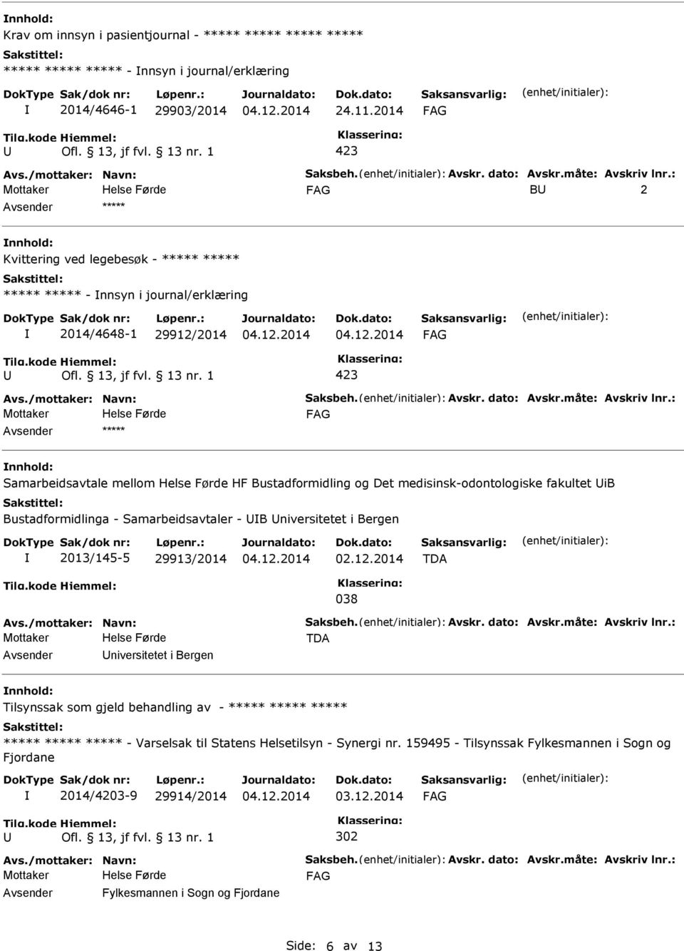 medisinsk-odontologiske fakultet ib Bustadformidlinga - Samarbeidsavtaler - B niversitetet i Bergen 2013/145-5 29913/2014 TDA 038 TDA niversitetet i Bergen Tilsynssak som gjeld