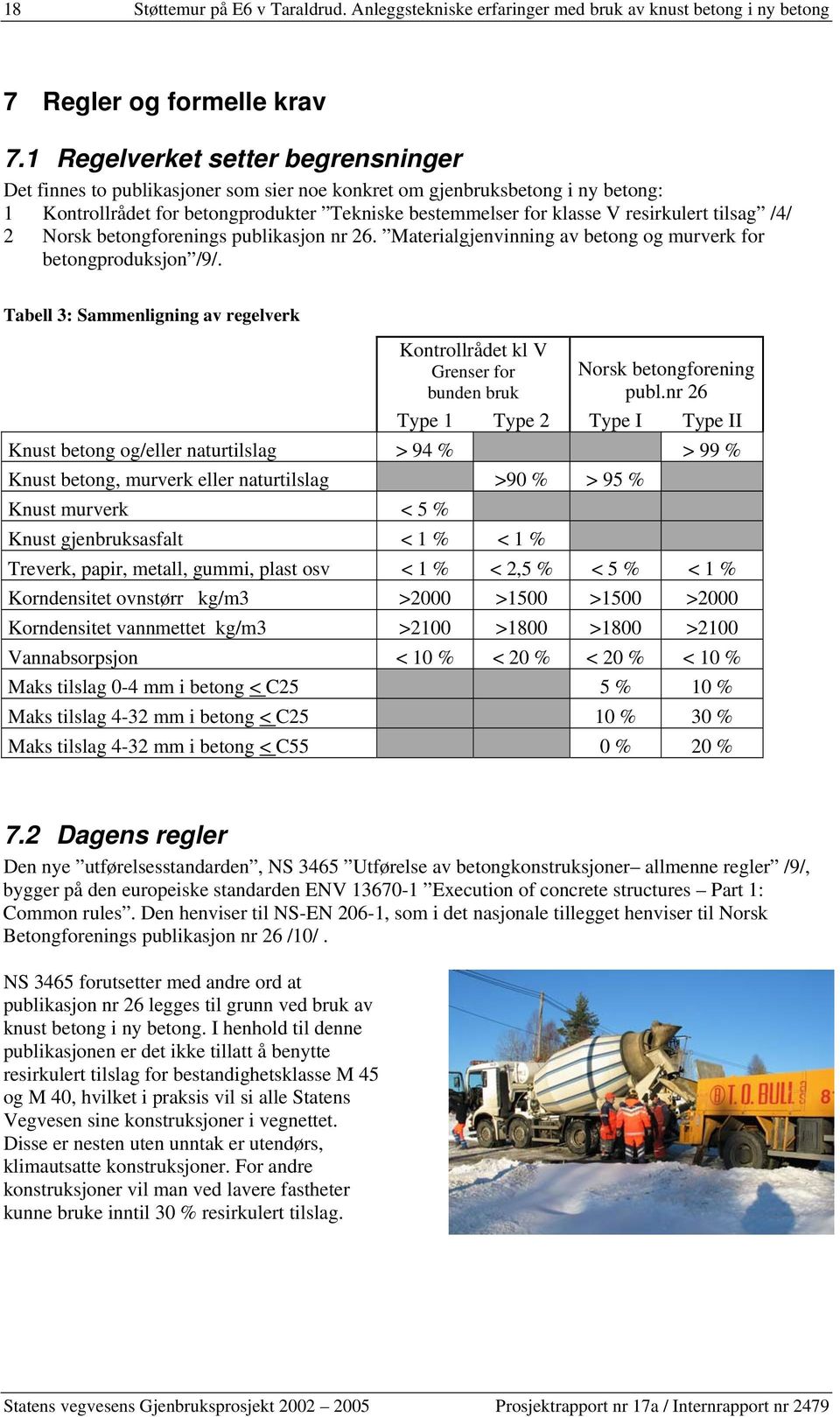 tilsag /4/ 2 Norsk betongforenings publikasjon nr 26. Materialgjenvinning av betong og murverk for betongproduksjon /9/.