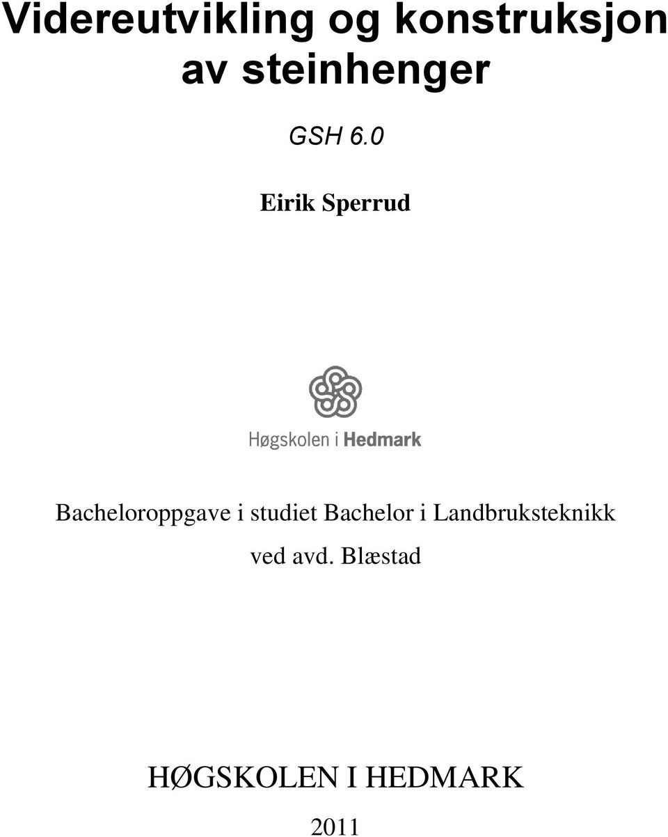 0 Eirik Sperrud Bacheloroppgave i