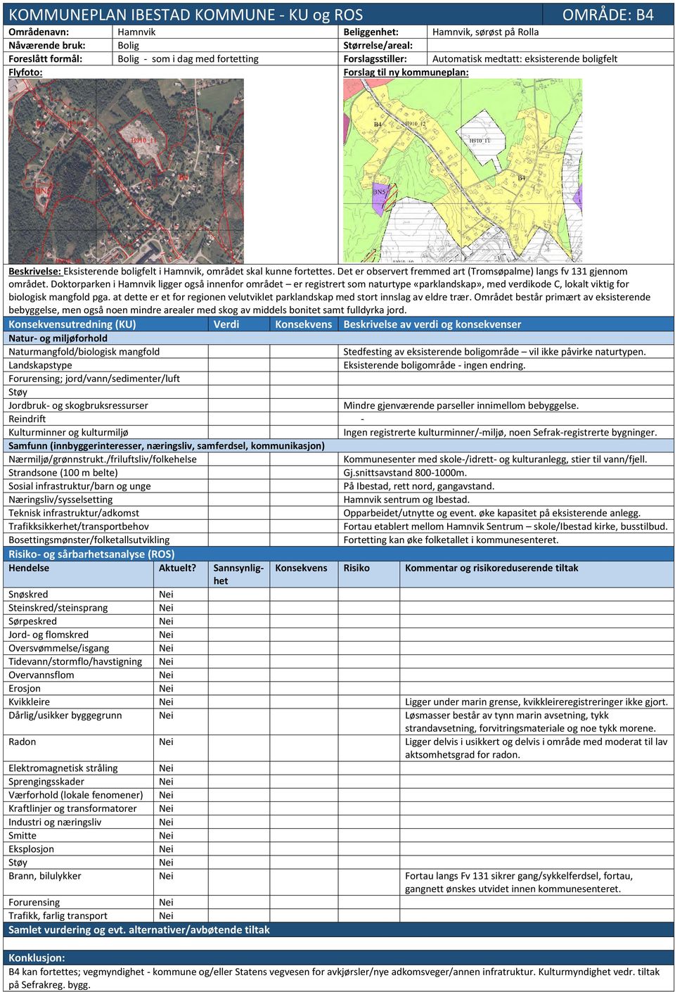 Doktorparken i Hamnvik ligger også innenfor området er registrert som naturtype «parklandskap», med verdikode C, lokalt viktig for biologisk mangfold pga.