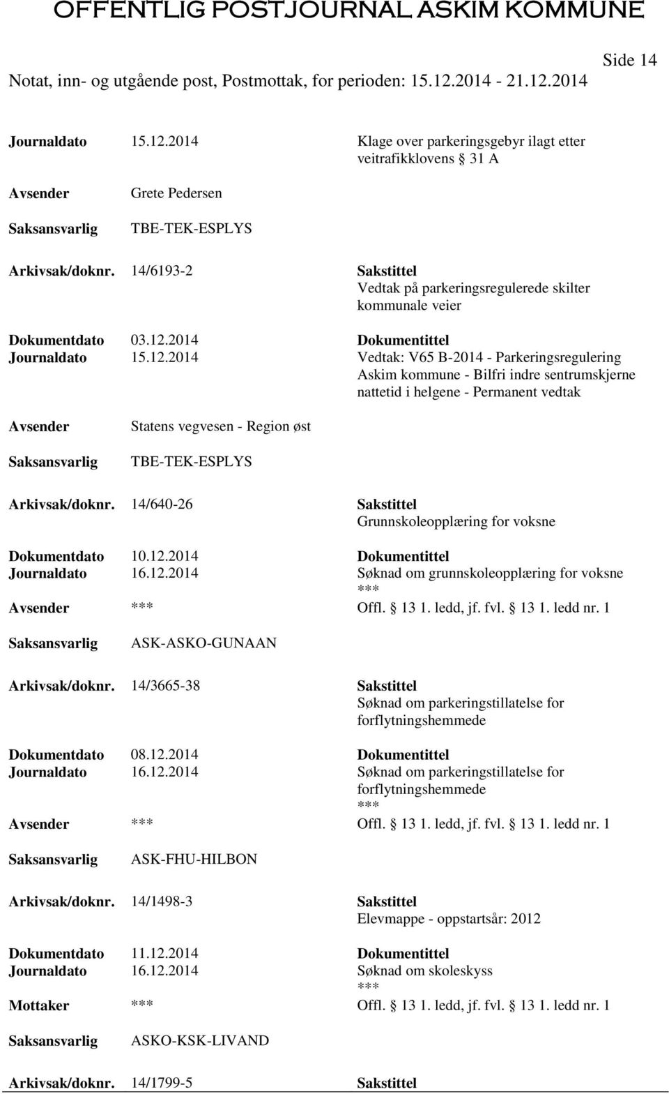 2014 Dokumentittel Journaldato 15.12.