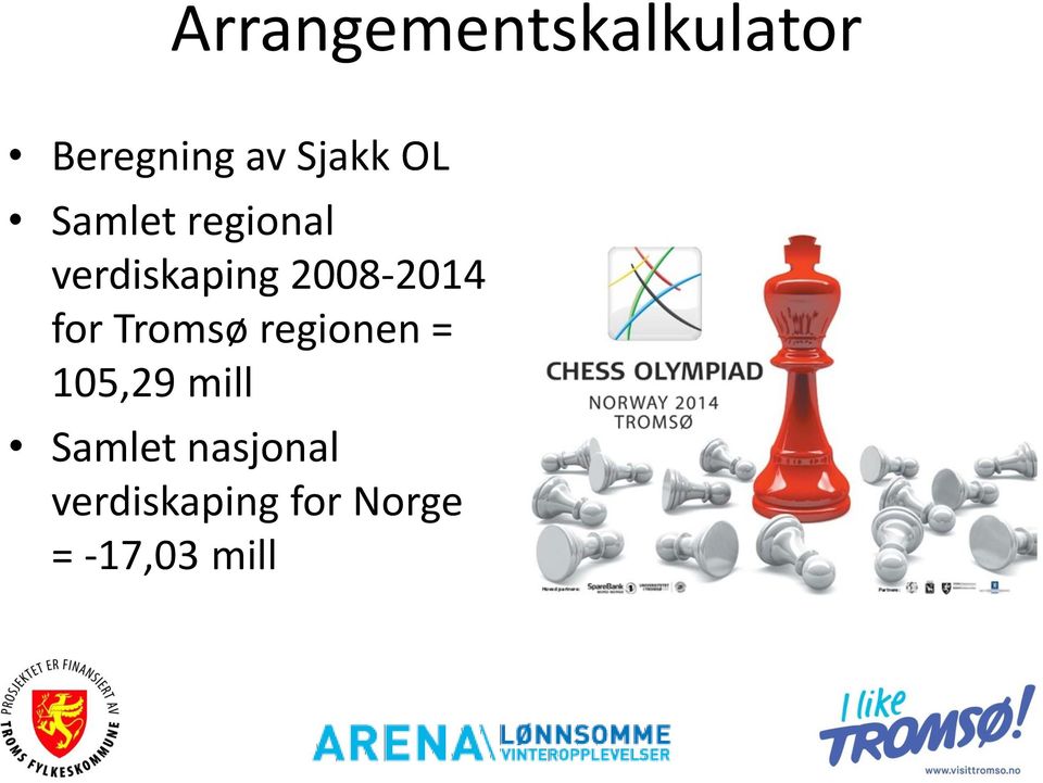 for Tromsø regionen = 105,29 mill Samlet