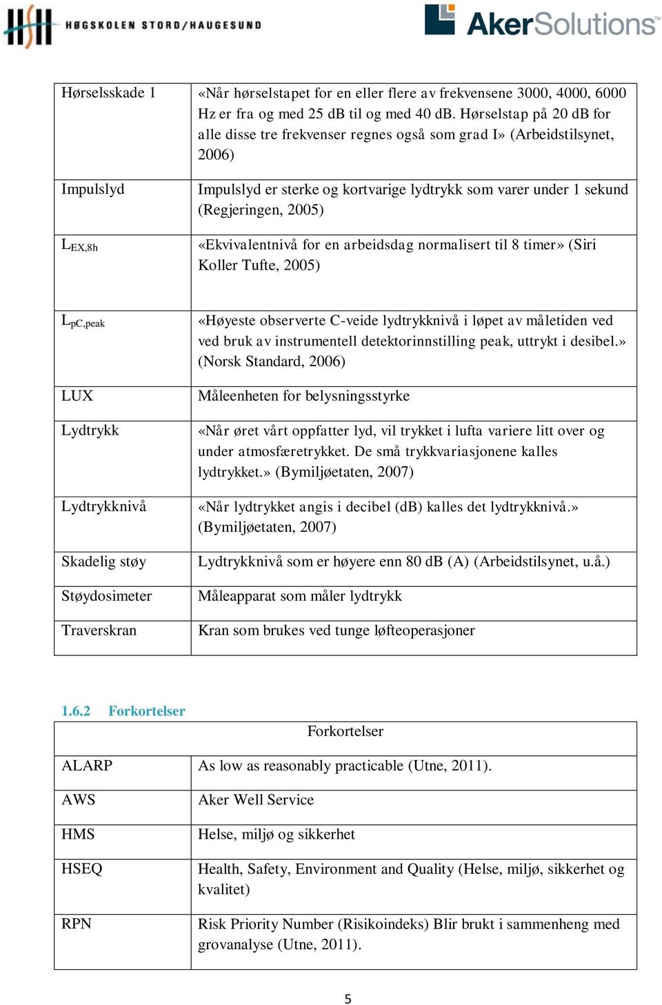 2005) «Ekvivalentnivå for en arbeidsdag normalisert til 8 timer» (Siri Koller Tufte, 2005) L pc,peak LUX Lydtrykk Lydtrykknivå Skadelig støy Støydosimeter Traverskran «Høyeste observerte C-veide