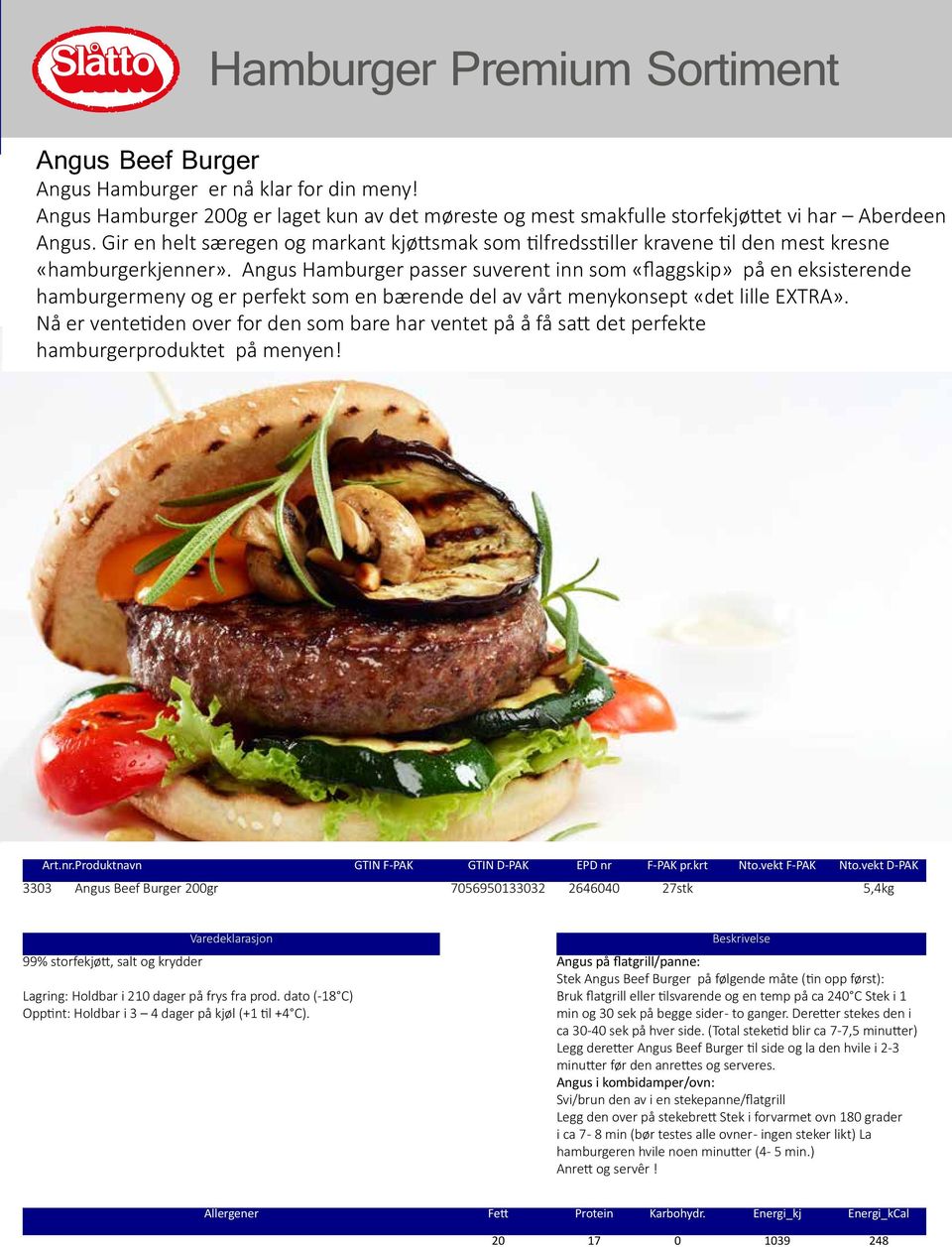 Angus Hamburger passer suverent inn som «flaggskip» på en eksisterende hamburgermeny og er perfekt som en bærende del av vårt menykonsept «det lille EXTRA».