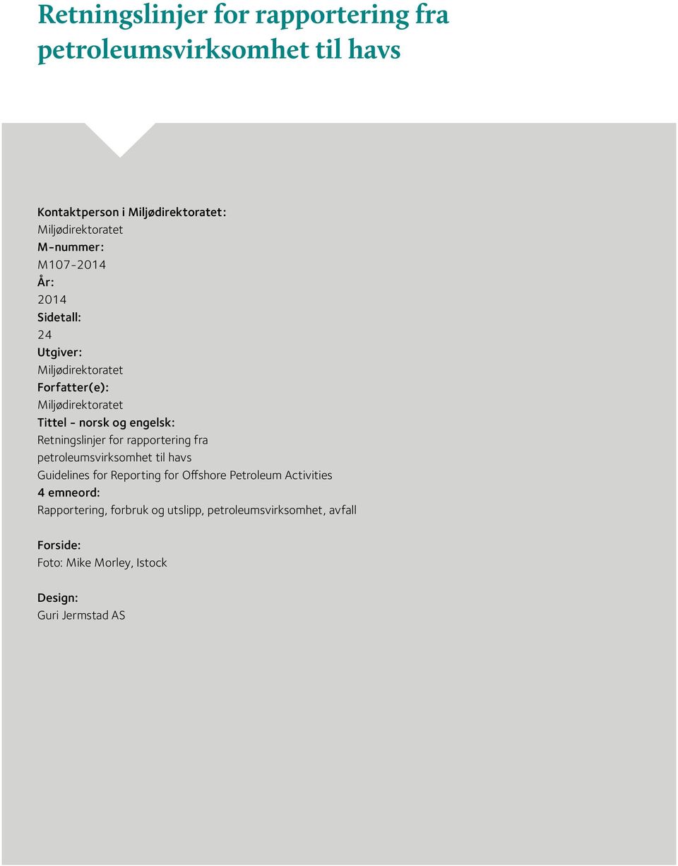 Retningslinjer for rapportering fra petroleumsvirksomhet til havs Guidelines for Reporting for Offshore Petroleum Activities