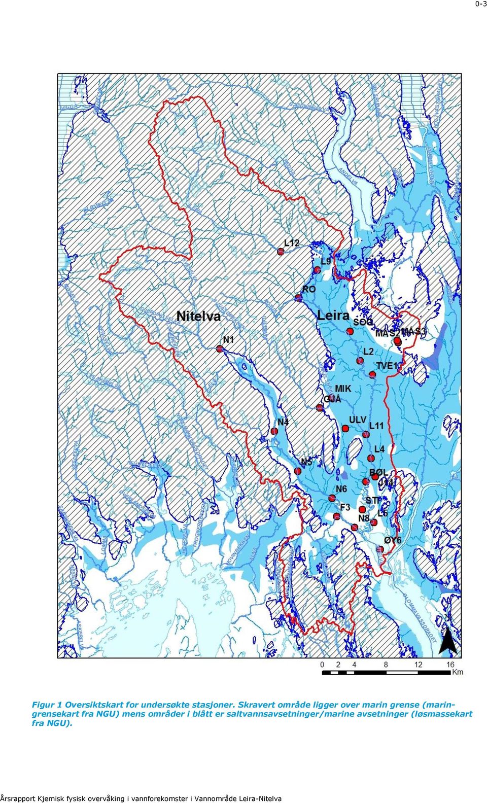 områder i blått er saltvannsavsetninger/marine avsetninger