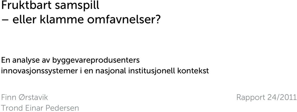 innovasjonssystemer i en nasjonal