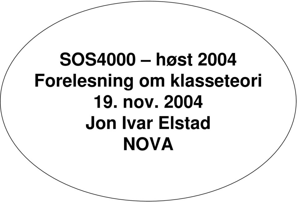 klasseteori 19. nov.