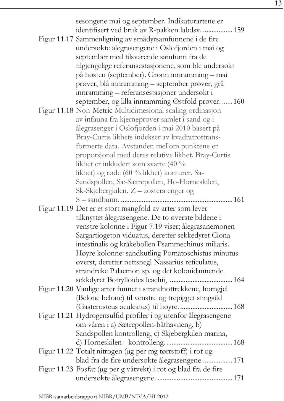 (september). Grønn innramming mai prøver, blå innramming september prøver, grå innramming referansestasjoner undersøkt i september, og lilla innramming Østfold prøver.... 160 Figur 11.