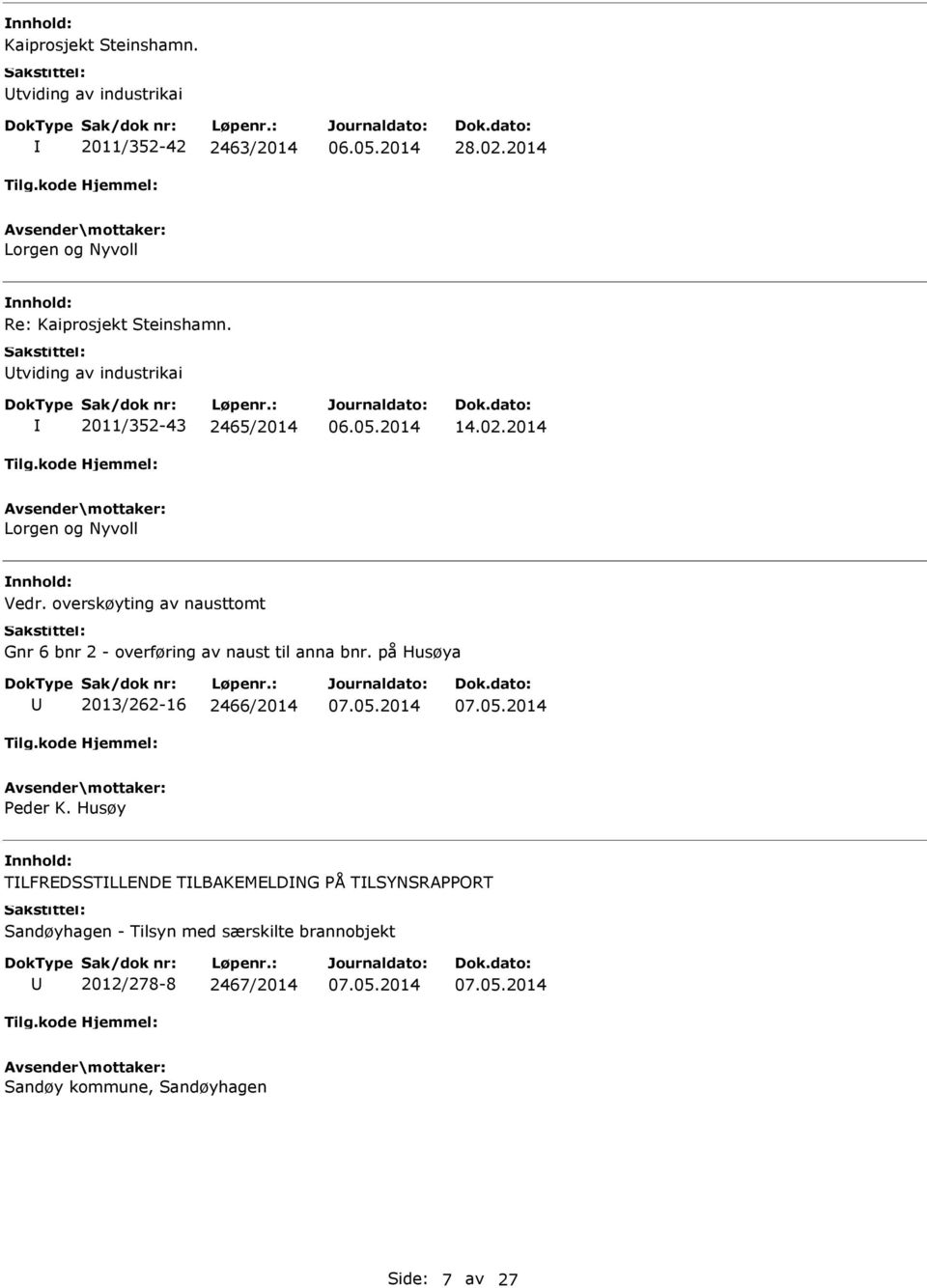 2014 Lorgen og Nyvoll nnhold: Vedr. overskøyting av nausttomt Gnr 6 bnr 2 - overføring av naust til anna bnr.