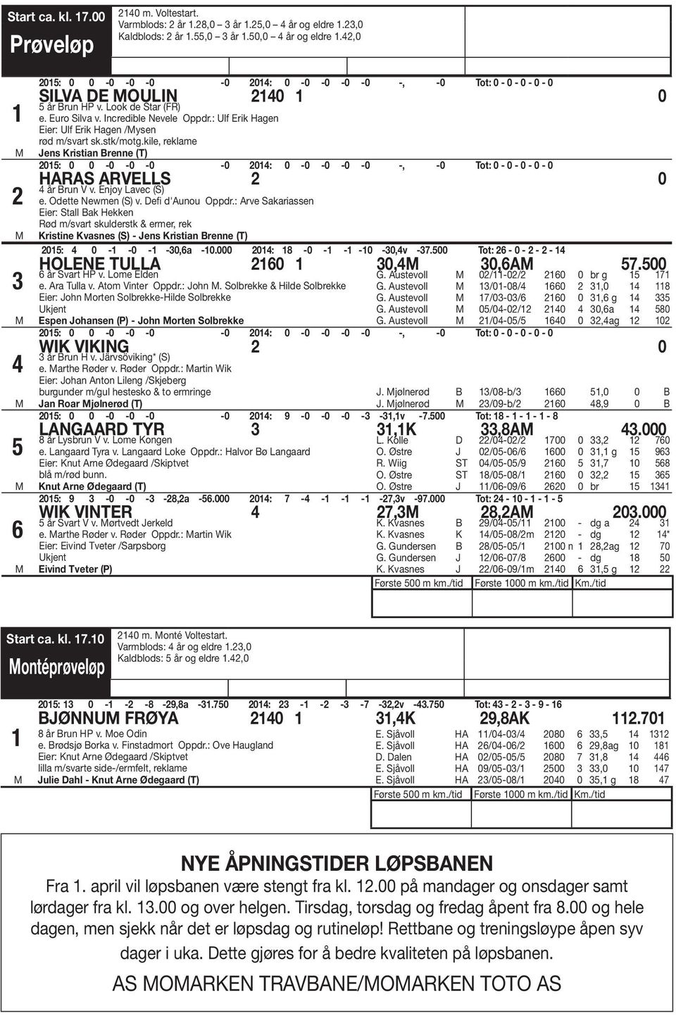 kile, reklame Jens Kristian renne (T) HARAS ARVELLS 2 0 4 år run V v. Enjoy Lavec (S) e. Odette Newmen (S) v. Defi d'aunou Oppdr.