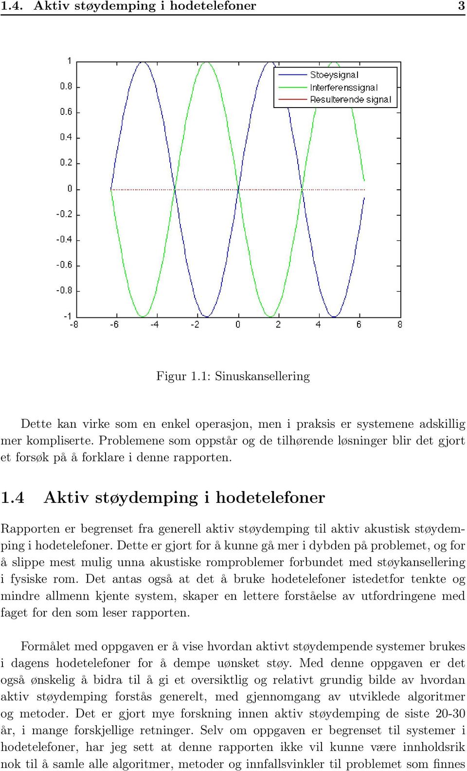 4 Aktiv støydemping i hodetelefoner Rapporten er begrenset fra generell aktiv støydemping til aktiv akustisk støydemping i hodetelefoner.