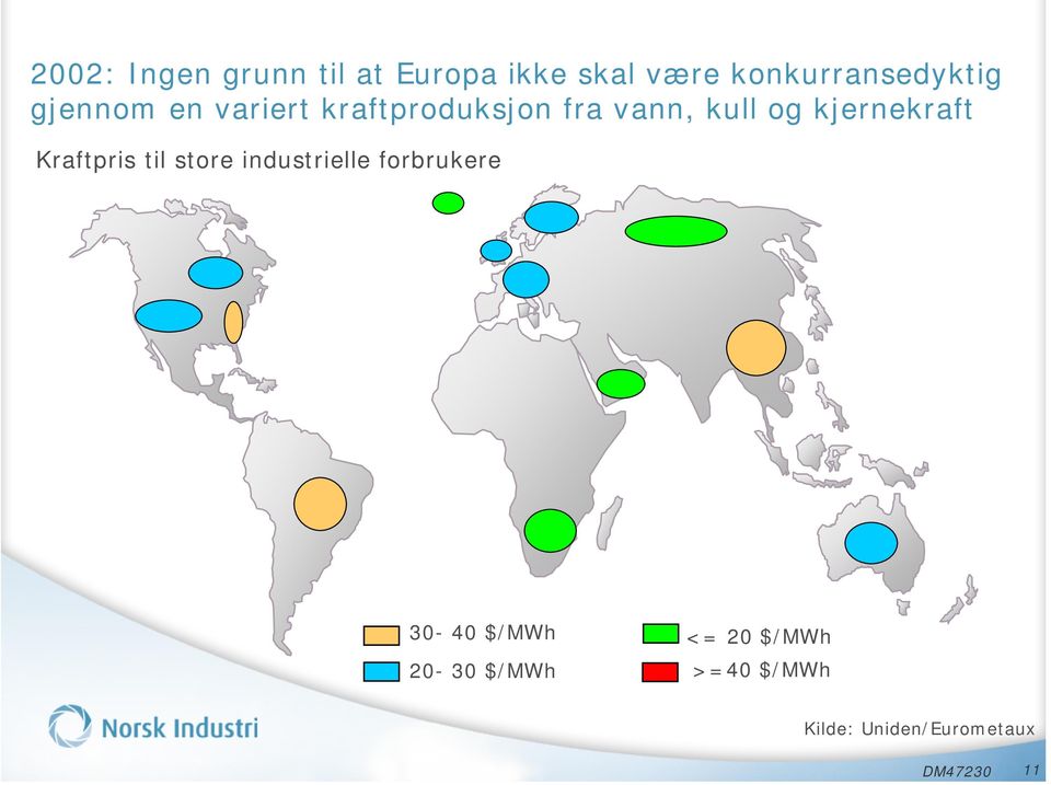 kull og kjernekraft Kraftpris til store industrielle forbrukere