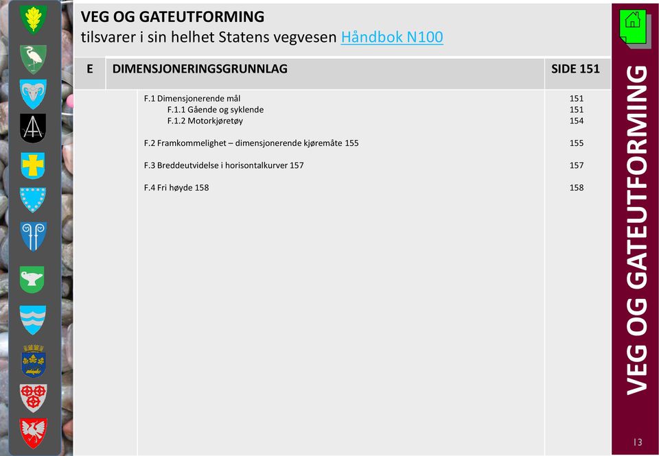 1.2 Motorkjøretøy F.2 Framkommelighet dimensjonerende kjøremåte 155 F.