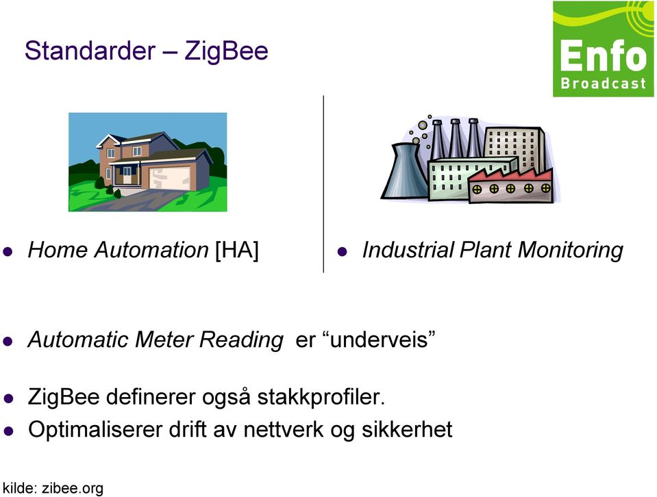 underveis ZigBee definerer også stakkprofiler.