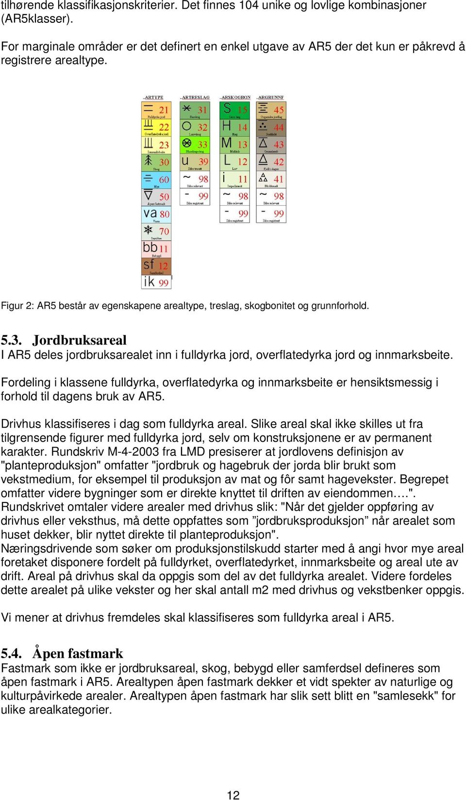 Jordbruksareal I AR5 deles jordbruksarealet inn i fulldyrka jord, overflatedyrka jord og innmarksbeite.