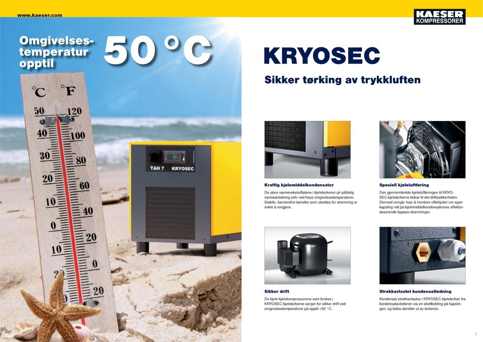 Spesiell kjøleluftføring Den gjennomtenkte kjøleluftføringen til KRYO- SEC-kjøletørkerne bidrar til økt driftssikkerheten.