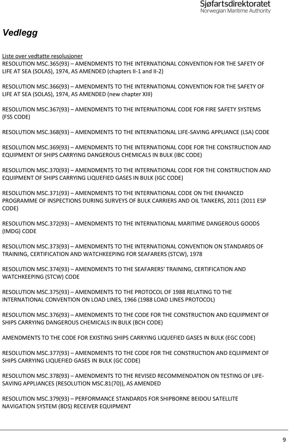 366(93) AMENDMENTS TO THE INTERNATIONAL CONVENTION FOR THE SAFETY OF LIFE AT SEA (SOLAS), 1974, AS AMENDED (new chapter XIII) RESOLUTION MSC.