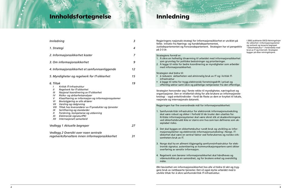 Tiltak 19 I II III IV V VI VII VIII IX X XI XII Kritisk IT-infrastruktur Regelverk for IT-sikkerhet Nasjonal koordinering av IT-sikkerhet Risiko- og sårbarhetsanalyser Klassifisering av informasjon