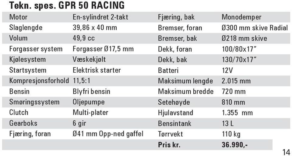 Elektrisk starter Kompresjonsforhold 11,5:1 Bensin Blyfri bensin Smøringssystem Oljepumpe Clutch Multi-plater Gearboks 6 gir Fjæring, foran Ø41 mm