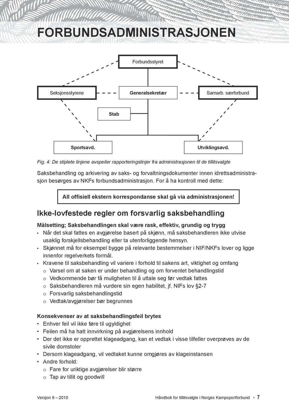 NKFs forbundsadministrasjon. For å ha kontroll med dette: All offisiell ekstern korrespondanse skal gå via administrasjonen!