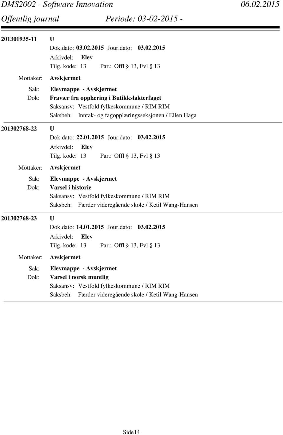 68-22 U Dok.dato: 22.01.2015 Jour.dato: 03.02.