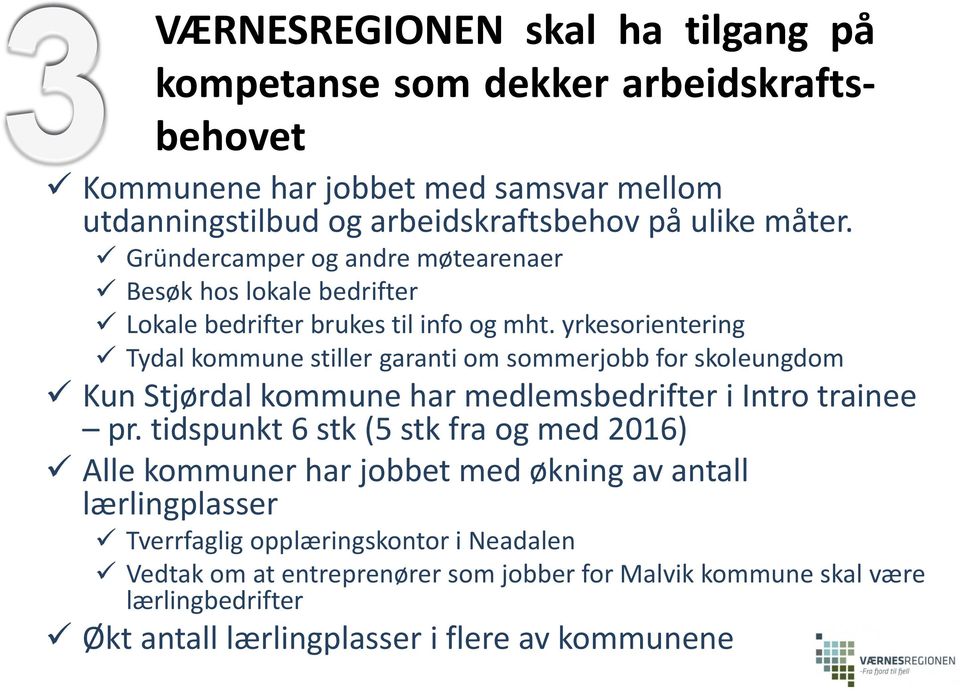 yrkesorientering Tydal kommune stiller garanti om sommerjobb for skoleungdom Kun Stjørdal kommune har medlemsbedrifter i Intro trainee pr.