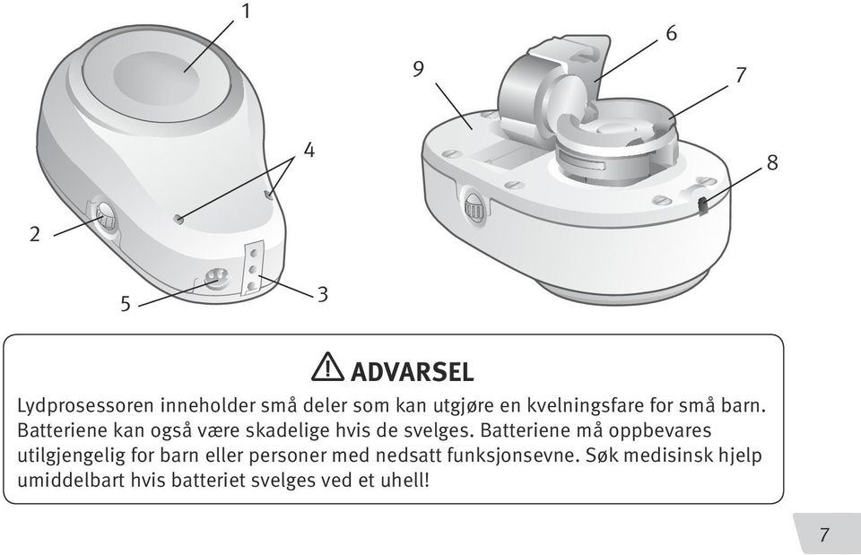 Batteriene kan også være skadelige hvis de svelges.