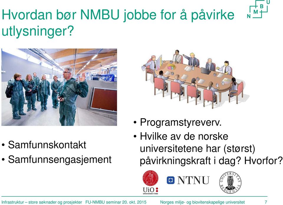 Hvilke av de norske universitetene har (størst) påvirkningskraft i dag?