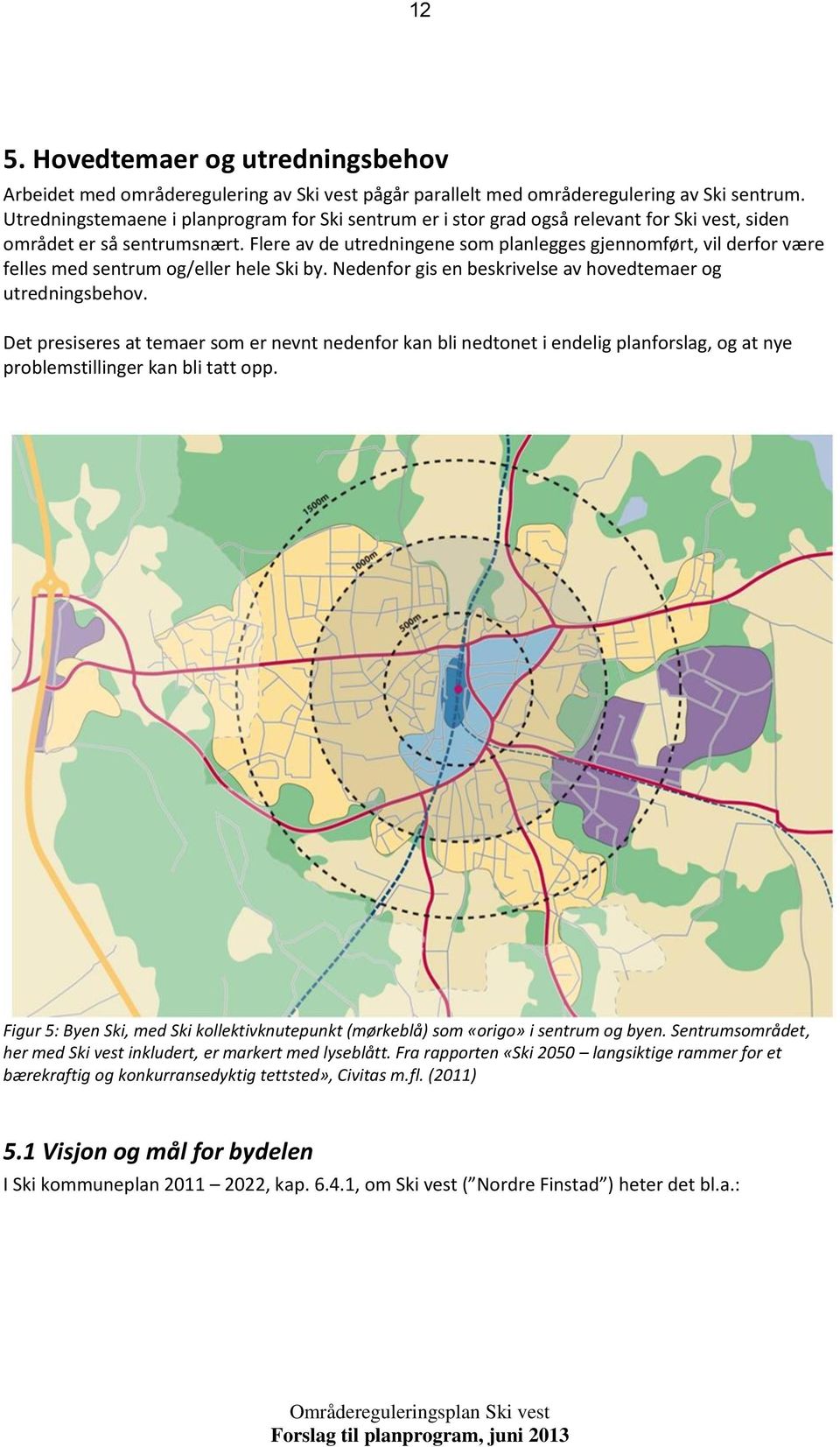 Flere av de utredningene sm planlegges gjennmført, vil derfr være felles med sentrum g/eller hele Ski by. Nedenfr gis en beskrivelse av hvedtemaer g utredningsbehv.