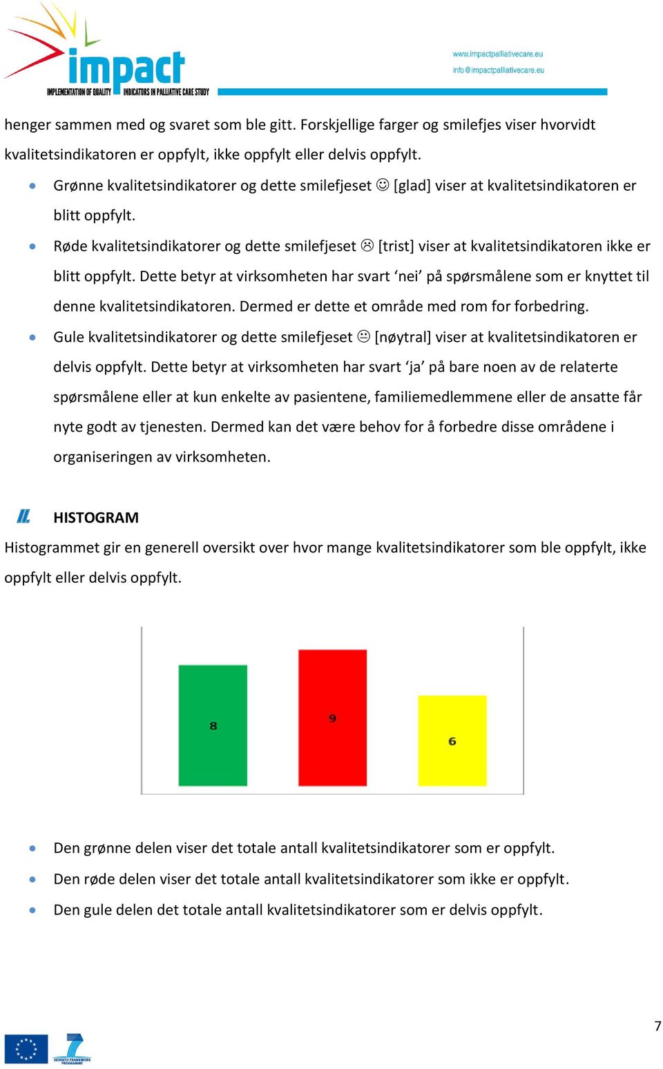 Røde kvalitetsindikatorer og dette smilefjeset [trist] viser at kvalitetsindikatoren ikke er blitt oppfylt.