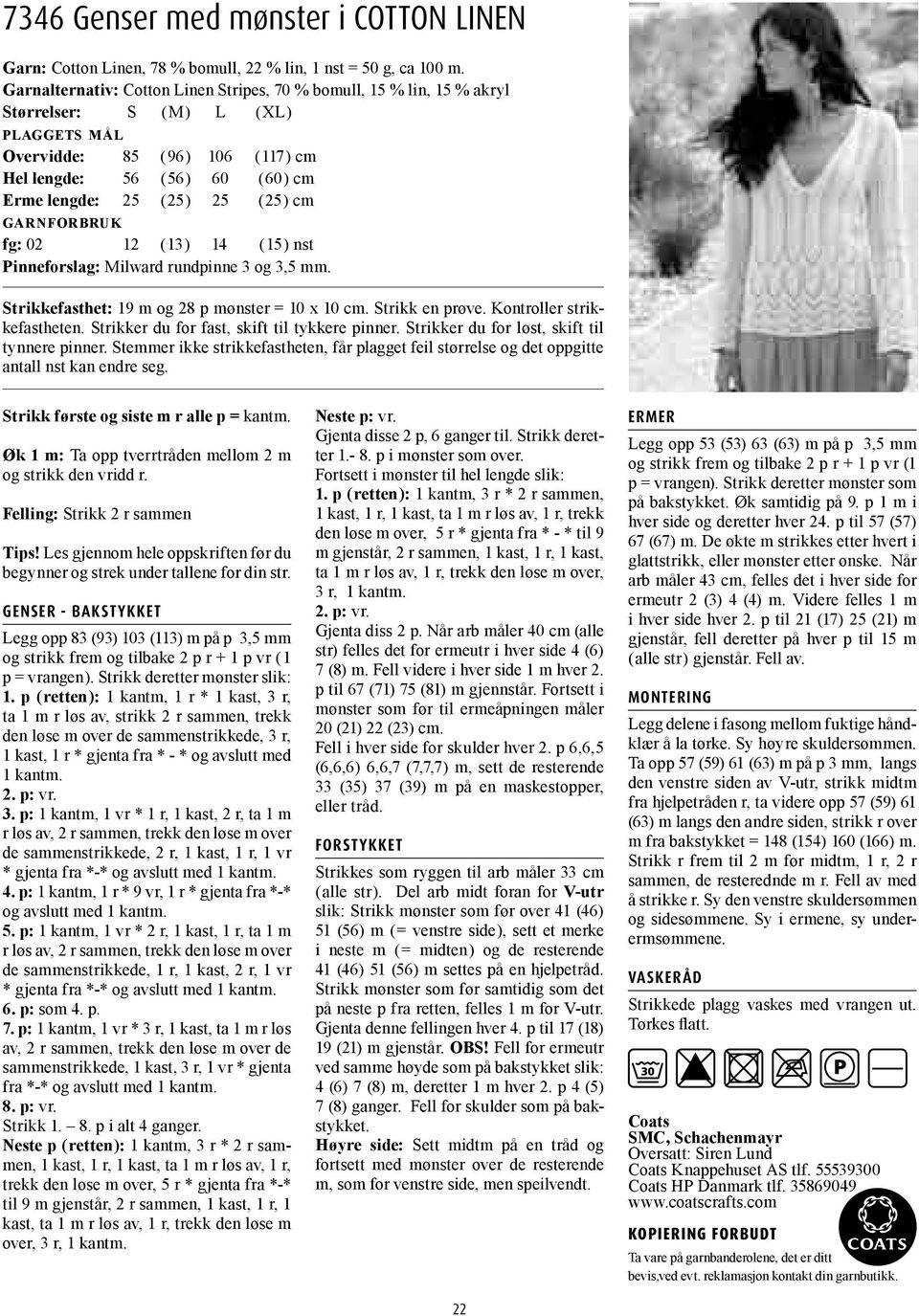 25 ( 25 ) 25 ( 25 ) cm garnforbruk fg: 02 12 ( 13 ) 14 ( 15 ) nst Pinneforslag: Milward rundpinne 3 og 3,5 mm. Strikkefasthet: 19 m og 28 p mønster = 10 x 10 cm. Strikk en prøve.