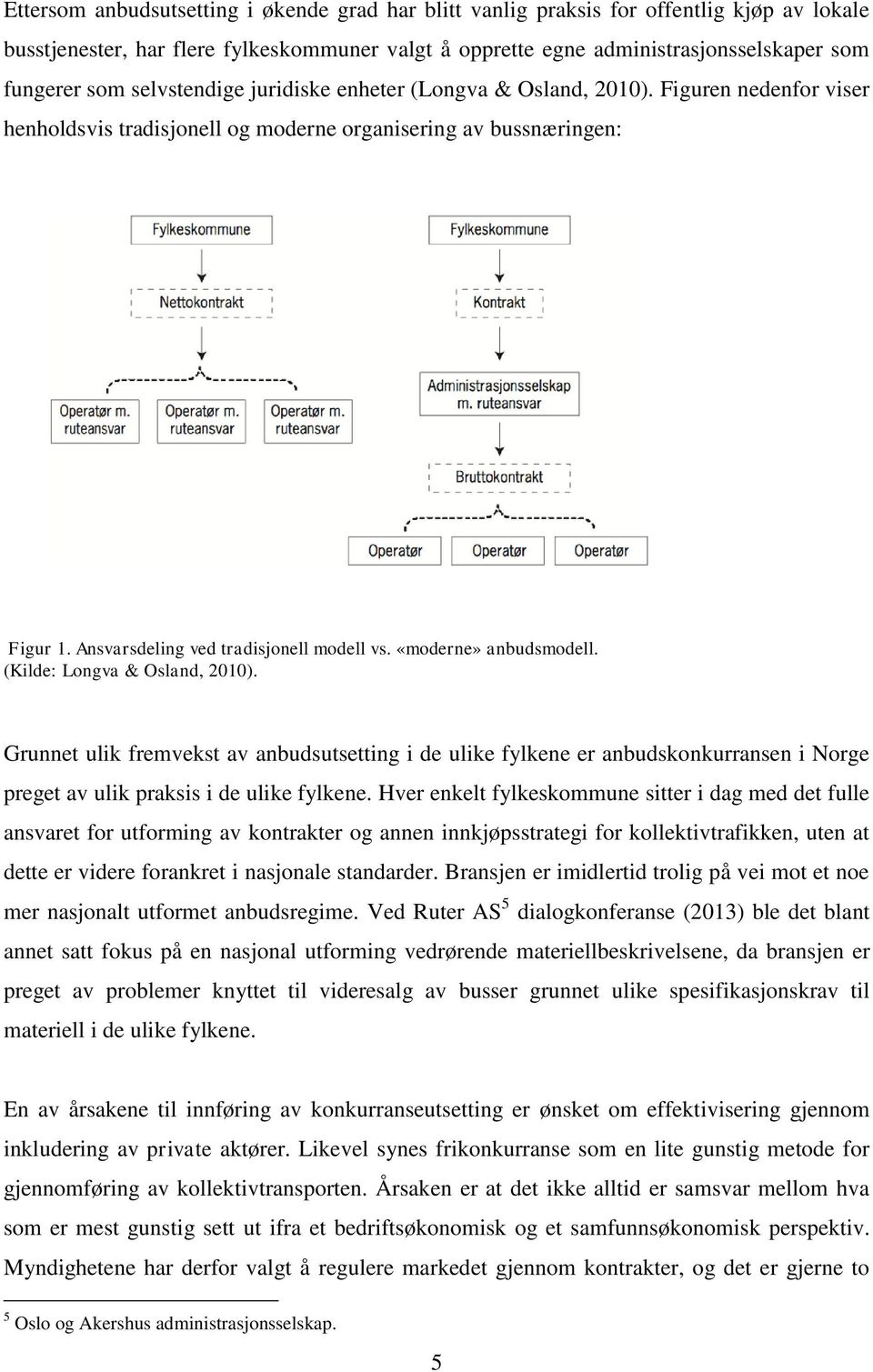 «moderne» anbudsmodell. (Kilde: Longva & Osland, 2010). Grunnet ulik fremvekst av anbudsutsetting i de ulike fylkene er anbudskonkurransen i Norge preget av ulik praksis i de ulike fylkene.