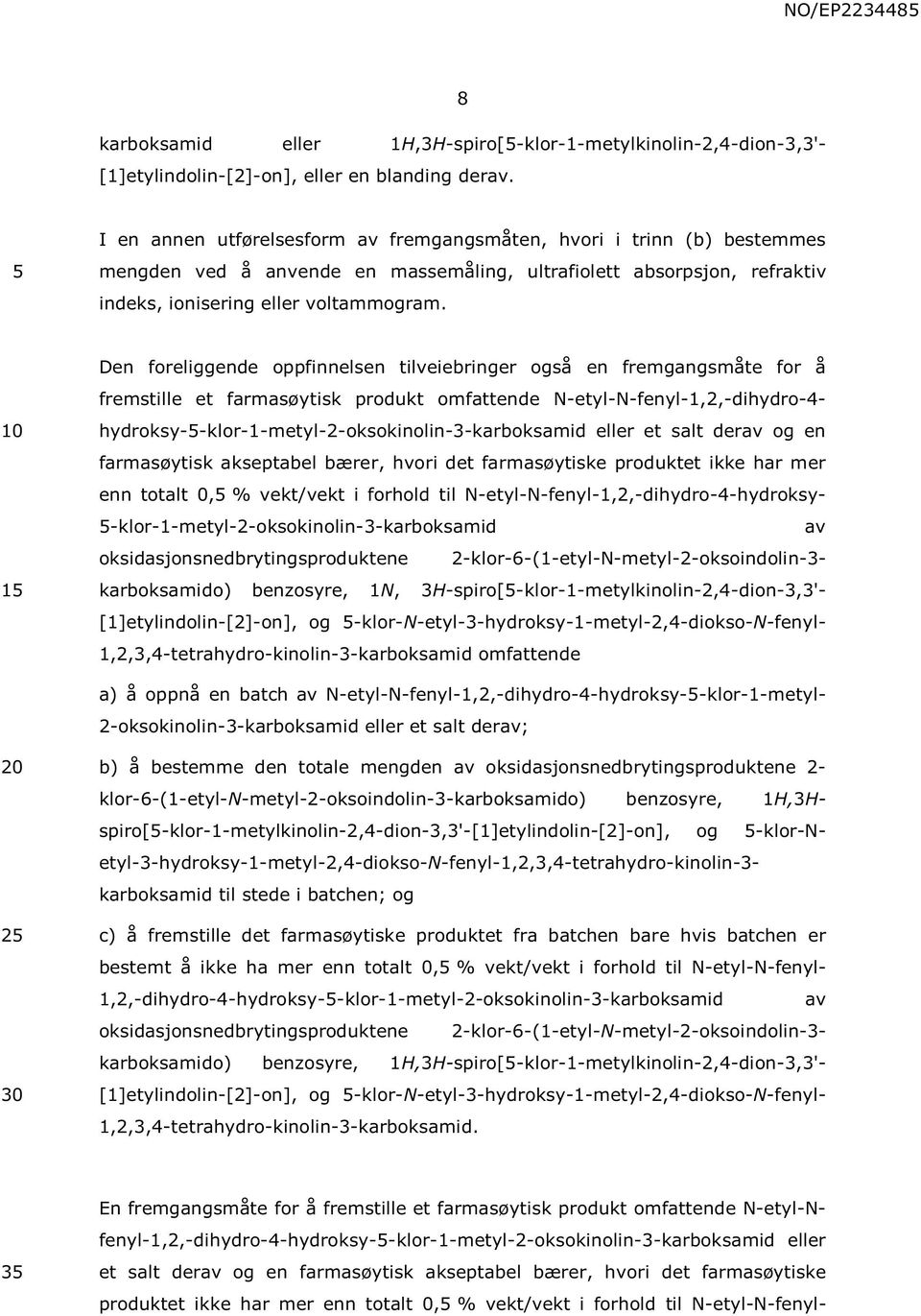 1 Den foreliggende oppfinnelsen tilveiebringer også en fremgangsmåte for å fremstille et farmasøytisk produkt omfattende N-etyl-N-fenyl-1,2,-dihydro-4-