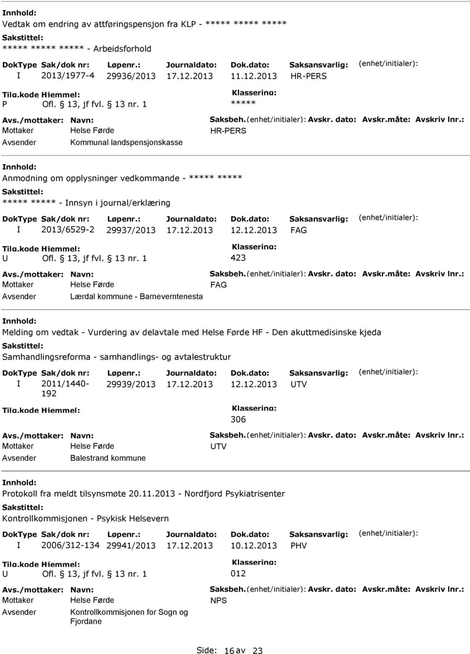 12.2013 Lærdal kommune - Barneverntenesta Melding om vedtak - Vurdering av delavtale med HF - Den akuttmedisinske kjeda Samhandlingsreforma - samhandlings- og