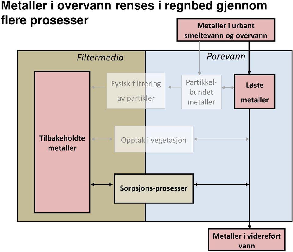 av partikler Partikkelbundet metaller Løste metaller Tilbakeholdte