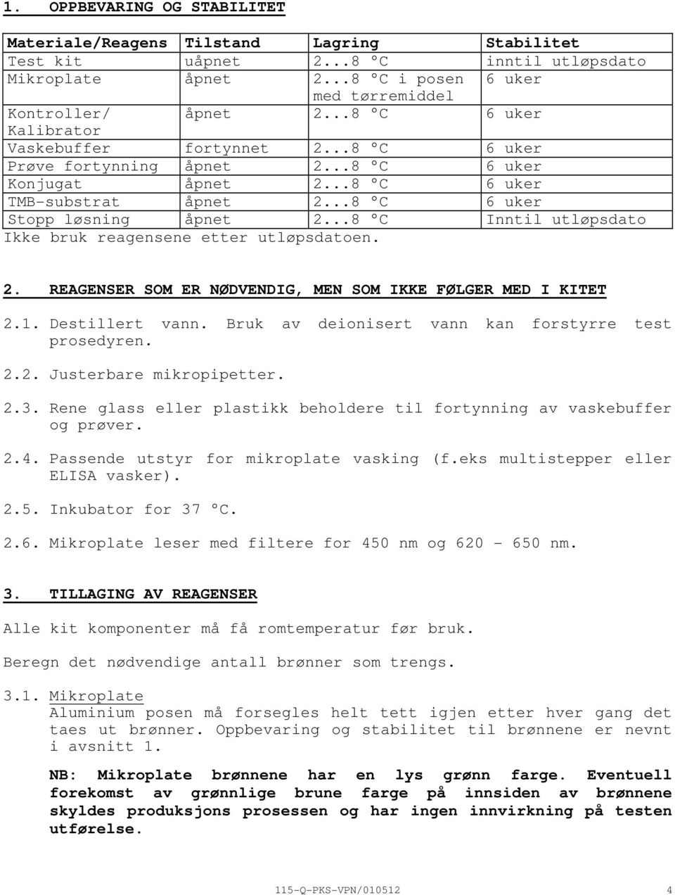 ..8 C Inntil utløpsdato Ikke bruk reagensene etter utløpsdatoen. 2. REAGENSER SOM ER NØDVENDIG, MEN SOM IKKE FØLGER MED I KITET 2.1. Destillert vann.