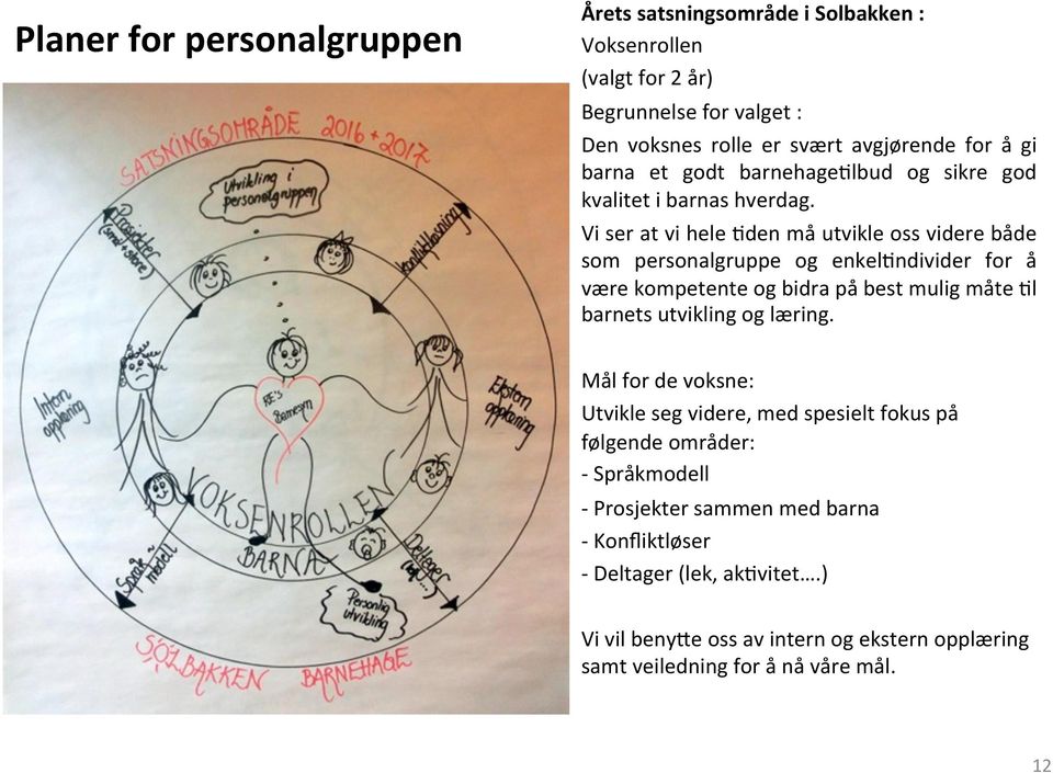 Vi ser at vi hele 5den må utvikle oss videre både som personalgruppe og enkel5ndivider for å være kompetente og bidra på best mulig måte 5l barnets utvikling og