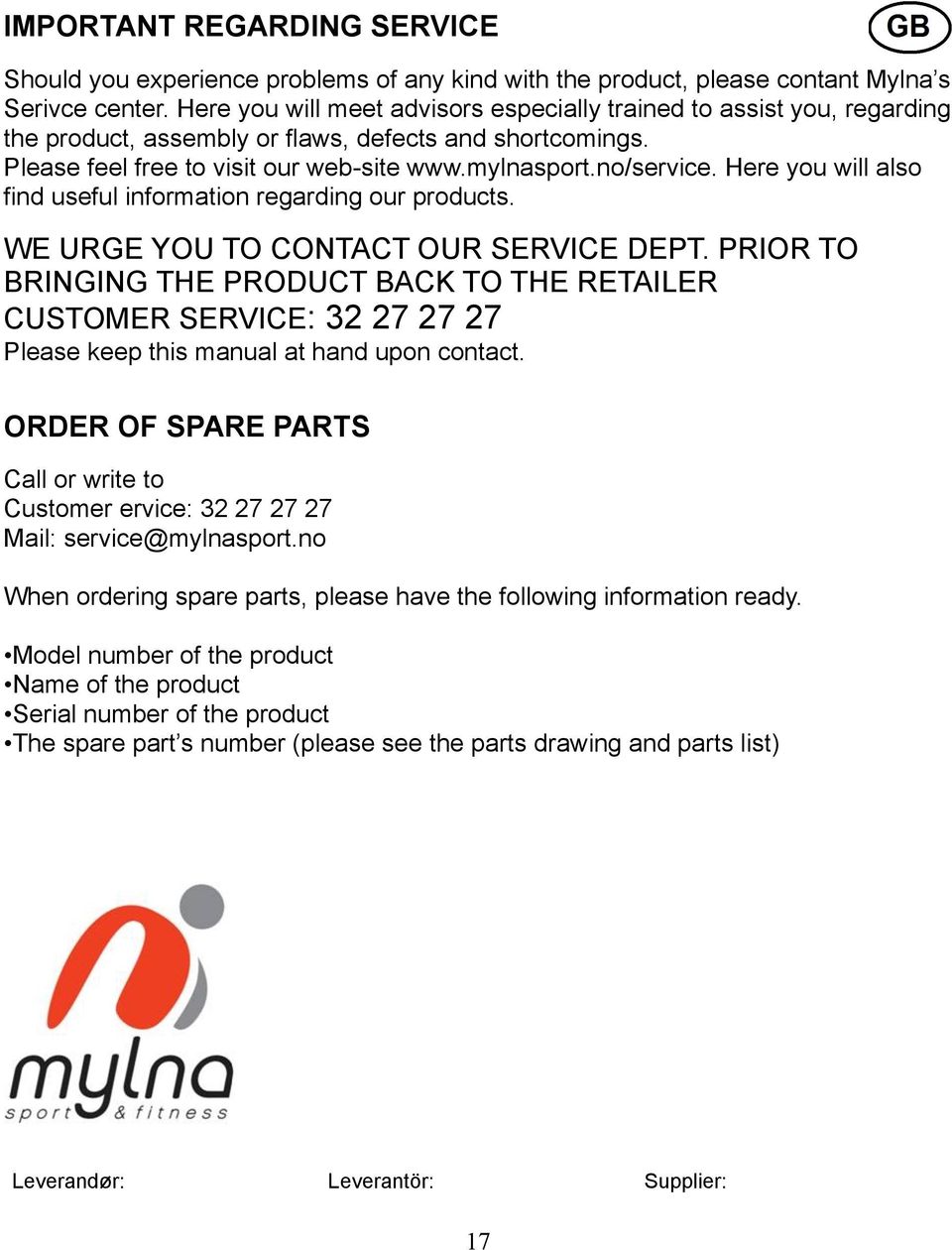 Here you will also find useful information regarding our products. WE URGE YOU TO CONTACT OUR SERVICE DEPT.