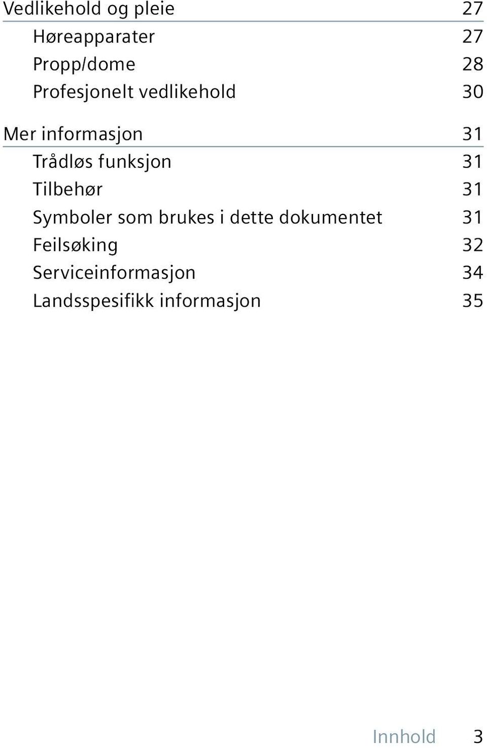 funksjon 31 Tilbehør 31 Symboler som brukes i dette dokumentet