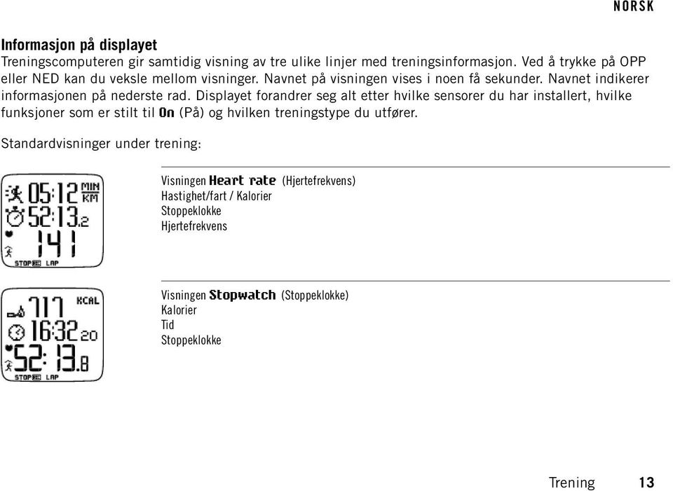 Navnet indikerer informasjonen på nederste rad.