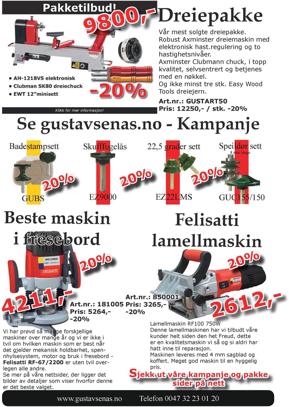 no - Kampanje Beste maskin i fresebord Felisatti lamellmaskin Art.nr.